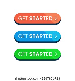 Get started button  concept illustration flat design vector. simple modern graphic element ui, icon