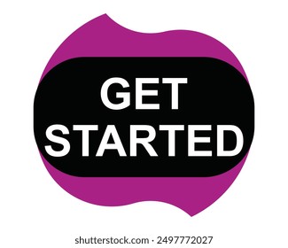 get started button. get started purple sign. key. push button web button offer social media 