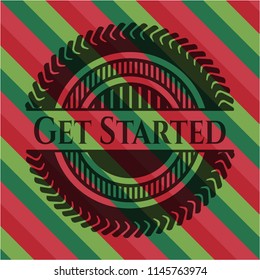Get Started christmas colors style badge.