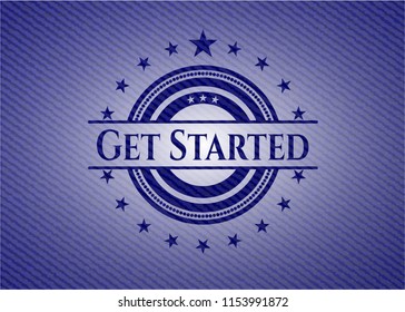 Get Started emblem with denim texture