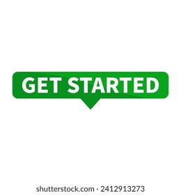 Get Started Green Rectangle Shape For Advertising Action Business Marketing Social Media Information Announcement
