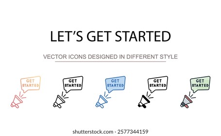 Let�s Get Started icon design with white background stock illustration