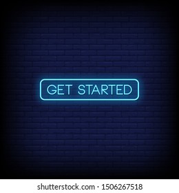 Get Started neon signs style text vector