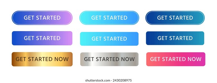 get started now rectangle shape button web promotion opportunity element decorative