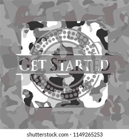 Get Started on grey camouflage pattern