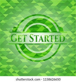 Get Started realistic green mosaic emblem
