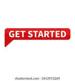 Get Started Red Rectangle Shape For Promotion Action Business Marketing Social Media Information Announcement
