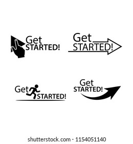 Get started set icon. Flat vector illustration on white background.