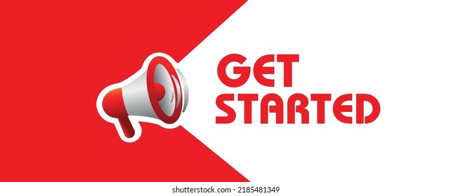 get started sign on white background