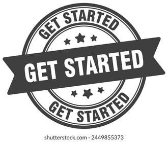 get started stamp. get started round sign. label on transparent background