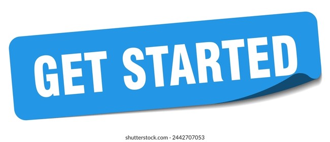 get started sticker. get started rectangular label isolated on white background