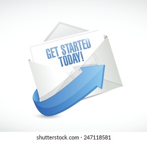 get started today email envelope illustration design over a white background