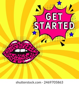 Get started vector Design with Cartoon, Comic Speech Bubble in pop-art style. Get started pop art comic style. Can be used for business, marketing and advertising.