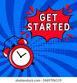 Get started vector Design with Cartoon, Comic Speech Bubble in pop-art style. Get started pop art comic style. Can be used for business, marketing and advertising.