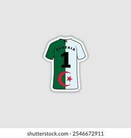 Get a sticker with a unique design of the Algeria football jersey! A stylish and vibrant accessory for fans. Show your support for your favorite team!