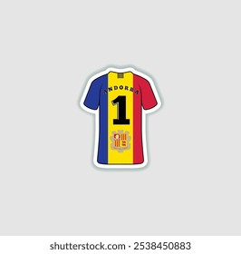 Get a sticker with a unique design of the Andorra football jersey! A stylish and vibrant accessory for fans. Show your support for your favorite team!	