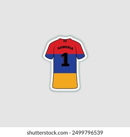 Get a sticker with a unique design of the Armenia football jersey! A stylish and vibrant accessory for fans. Show your support for your favorite team!