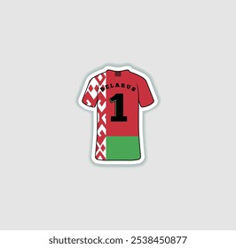 Get a sticker with a unique design of the Belarus football jersey! A stylish and vibrant accessory for fans. Show your support for your favorite team!	