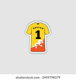 Get a sticker with a unique design of the Bhutan football jersey! A stylish and vibrant accessory for fans. Show your support for your favorite team!