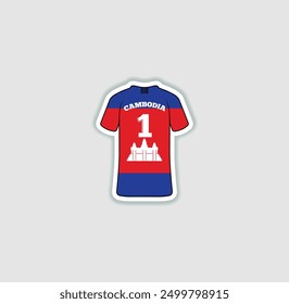 Get a sticker with a unique design of the Cambodia football jersey! A stylish and vibrant accessory for fans. Show your support for your favorite team!