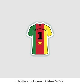 Get a sticker with a unique design of the Cameroon football jersey! A stylish and vibrant accessory for fans. Show your support for your favorite team!