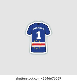 Get a sticker with a unique design of the Cape Verde football jersey! A stylish and vibrant accessory for fans. Show your support for your favorite team!