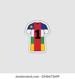 Get a sticker with a unique design of the Central Africa football jersey! A stylish and vibrant accessory for fans. Show your support for your favorite team!