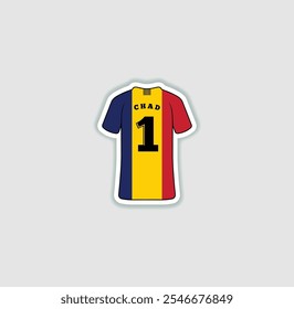 Get a sticker with a unique design of the Chad football jersey! A stylish and vibrant accessory for fans. Show your support for your favorite team!