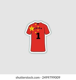 Get a sticker with a unique design of the China football jersey! A stylish and vibrant accessory for fans. Show your support for your favorite team!