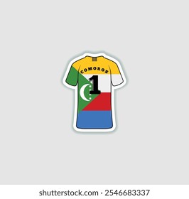 Get a sticker with a unique design of the Comoros football jersey! A stylish and vibrant accessory for fans. Show your support for your favorite team!