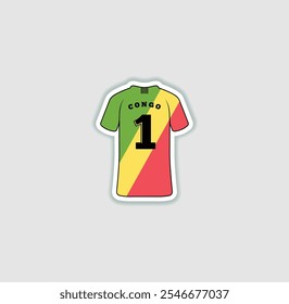 Get a sticker with a unique design of the Congo football jersey! A stylish and vibrant accessory for fans. Show your support for your favorite team!