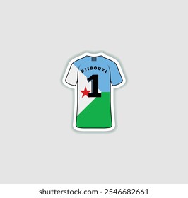 Get a sticker with a unique design of the Djibouti football jersey! A stylish and vibrant accessory for fans. Show your support for your favorite team!