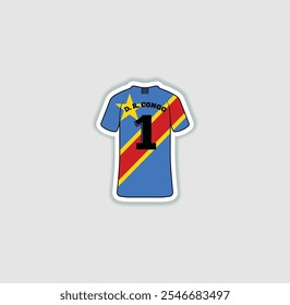 Get a sticker with a unique design of the DR Congo football jersey! A stylish and vibrant accessory for fans. Show your support for your favorite team!