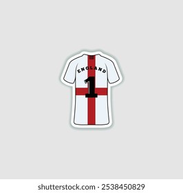 Get a sticker with a unique design of the England football jersey! A stylish and vibrant accessory for fans. Show your support for your favorite team!	