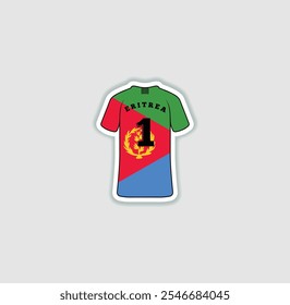 Get a sticker with a unique design of the Eritrea football jersey! A stylish and vibrant accessory for fans. Show your support for your favorite team!