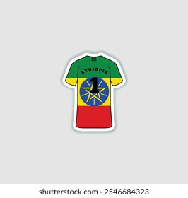 Get a sticker with a unique design of the Ethiopia football jersey! A stylish and vibrant accessory for fans. Show your support for your favorite team!