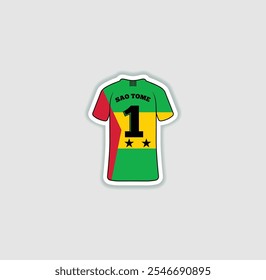 Get a sticker with a unique design of the São Tomé and Príncipe football jersey! A stylish and vibrant accessory for fans. Show your support for your favorite team!