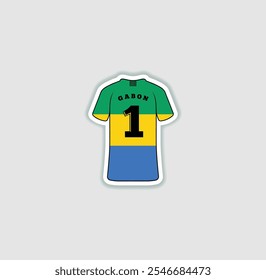 Get a sticker with a unique design of the Gabon football jersey! A stylish and vibrant accessory for fans. Show your support for your favorite team!