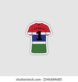 Get a sticker with a unique design of the Gambia football jersey! A stylish and vibrant accessory for fans. Show your support for your favorite team!