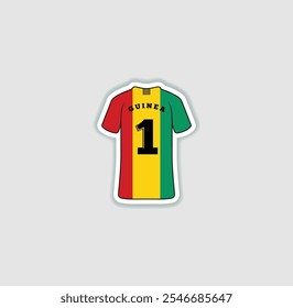 Get a sticker with a unique design of the Guinea football jersey! A stylish and vibrant accessory for fans. Show your support for your favorite team!