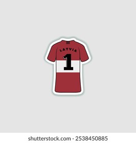 Get a sticker with a unique design of the Latvia football jersey! A stylish and vibrant accessory for fans. Show your support for your favorite team!	