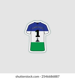 Get a sticker with a unique design of the Lesotho football jersey! A stylish and vibrant accessory for fans. Show your support for your favorite team!