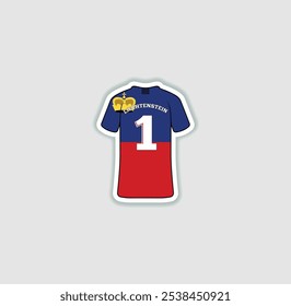 Get a sticker with a unique design of the Liechtenstein football jersey! A stylish and vibrant accessory for fans. Show your support for your favorite team!	