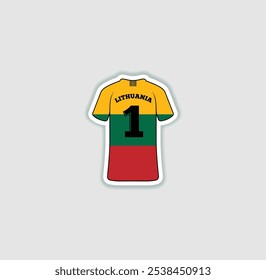 Get a sticker with a unique design of the Lithuania football jersey! A stylish and vibrant accessory for fans. Show your support for your favorite team!	