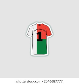 Get a sticker with a unique design of the Madagascar football jersey! A stylish and vibrant accessory for fans. Show your support for your favorite team!