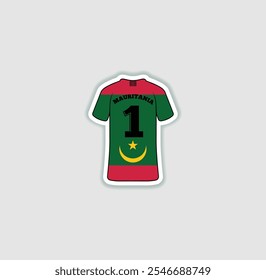 Get a sticker with a unique design of the Mauritania football jersey! A stylish and vibrant accessory for fans. Show your support for your favorite team!