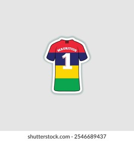 Get a sticker with a unique design of the Mauritius football jersey! A stylish and vibrant accessory for fans. Show your support for your favorite team!