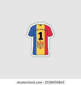 Get a sticker with a unique design of the Moldova football jersey! A stylish and vibrant accessory for fans. Show your support for your favorite team!	