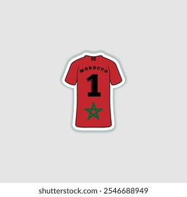 Get a sticker with a unique design of the Morocco football jersey! A stylish and vibrant accessory for fans. Show your support for your favorite team!