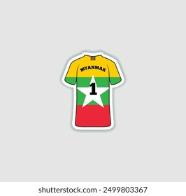 Get a sticker with a unique design of the Myanmar football jersey! A stylish and vibrant accessory for fans. Show your support for your favorite team!